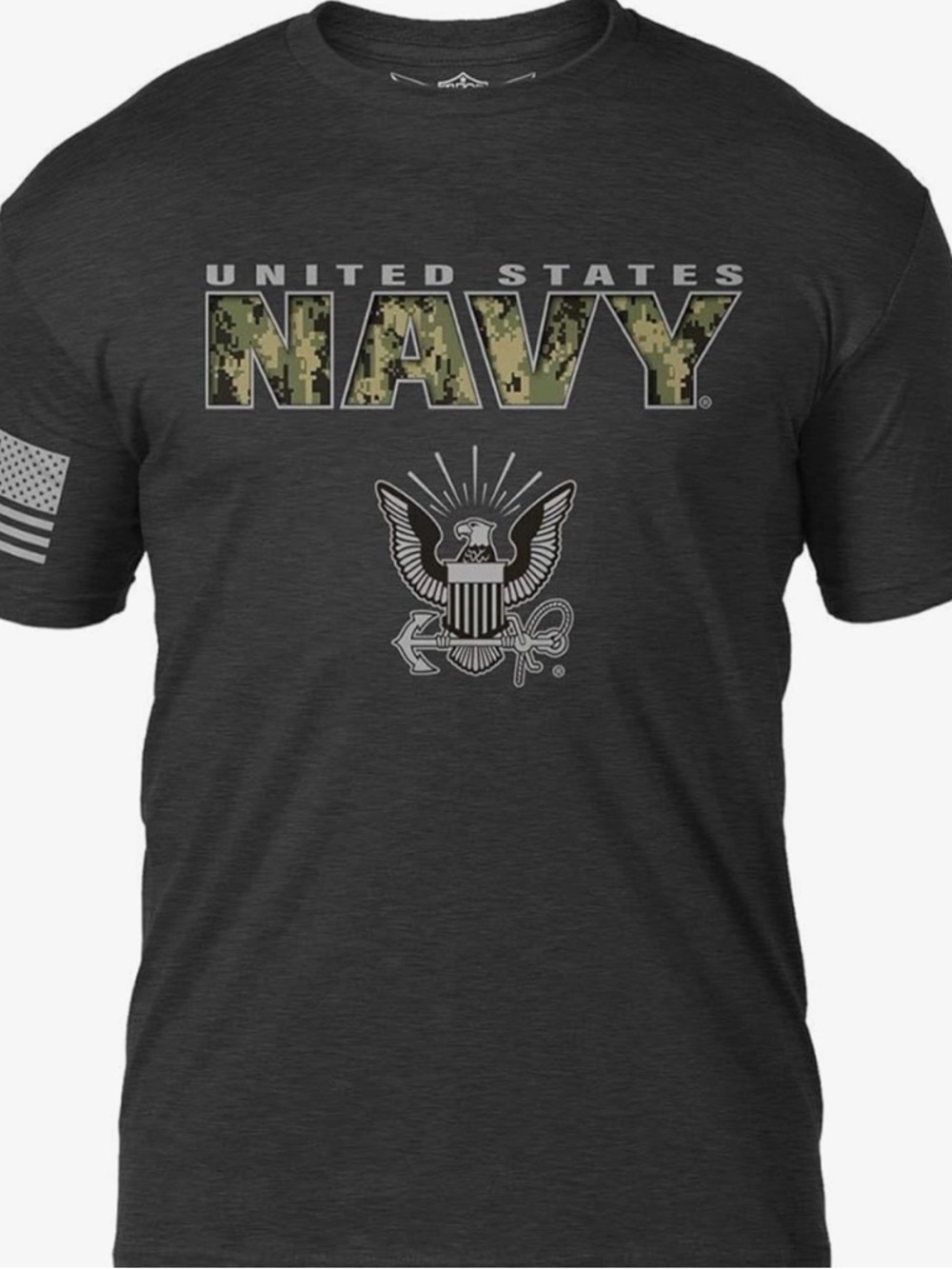 7.62 Design US Navy Type III 'Camo Text' Men's T-Shirt Heather Black